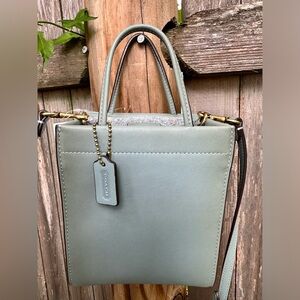 NWT Authentic COACH Mini Cashin Tote glove tanned leather Sage Green W/Dust Bag